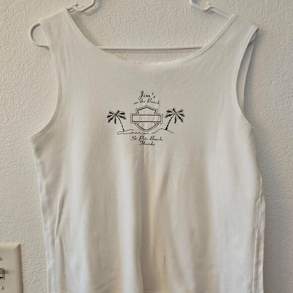 Harley Davidson White Tank Top Women's Sz XL Glitter Logo - St Pete Beach FL - Picture 4 of 5
